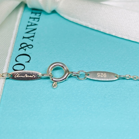 TIFFANY & Co Open Heart Necklace 16mm  925 Elsa Peretti 16" NICE w/box MSRP $525 - Picture 6 of 8